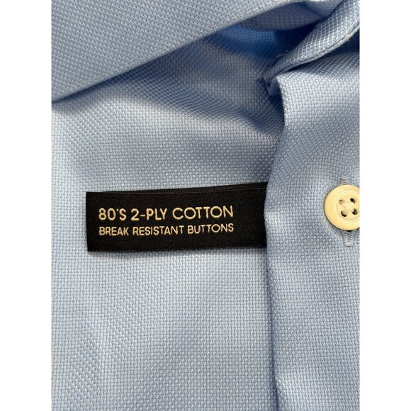 Pronto Uomo Men Size 19 Executive Fit Dress Shirt 2-Ply Cotton Non-Iron Blue NEW - Picture 6 of 7
